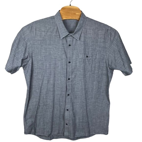 Travis Mathew Mens Gray Check Short Sleeve Button Up Shirt XXL - Picture 1 of 5